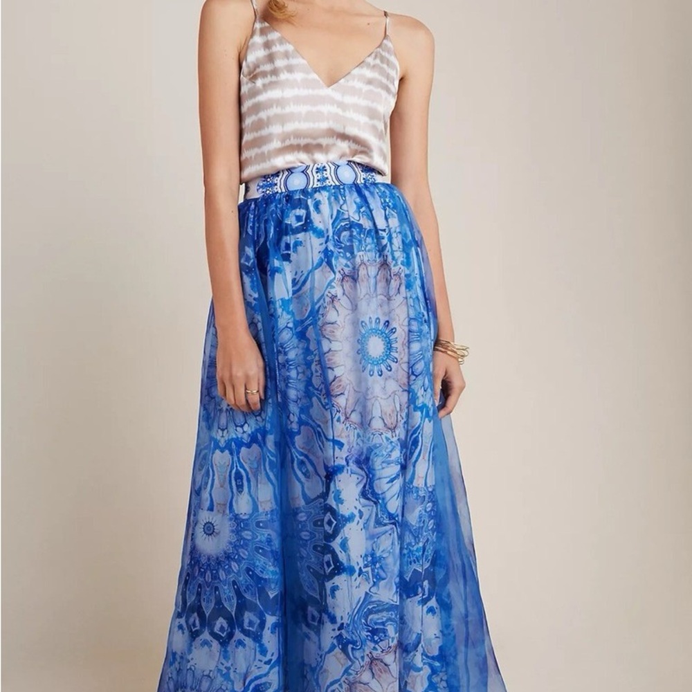 Anthropology Siddhartha Bansal Blue Mandala Maxi Skirt